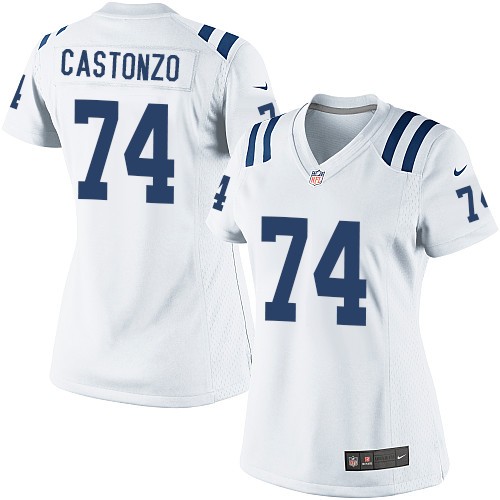 Women's Elite Anthony Castonzo Nike Jersey White Road - #74 NFL Indianapolis Colts